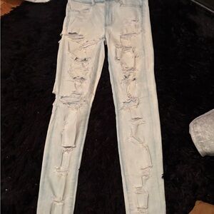 American Eagle Outfitters Blue Skinny Distressed Jeans